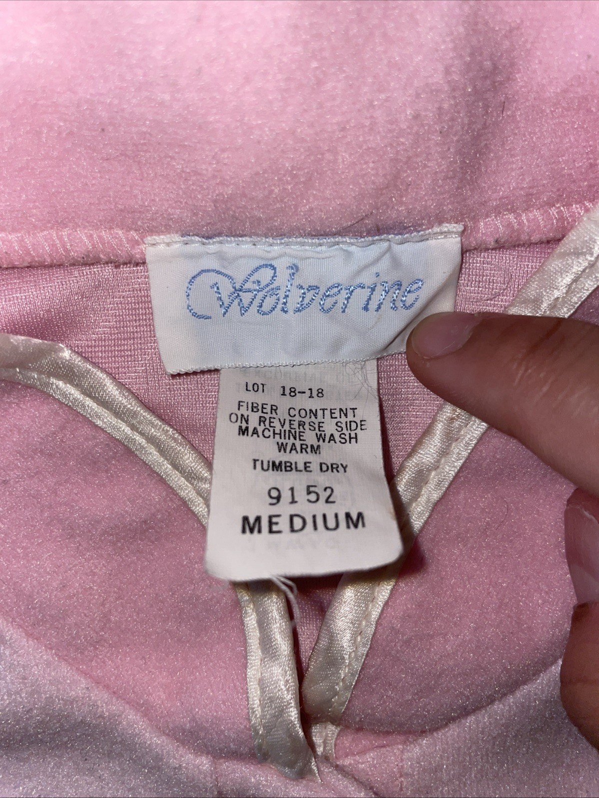 Vtg 1970s Wolverine Knitting Mills Pink Fleece Housecoat Robe ILGWU Union Made