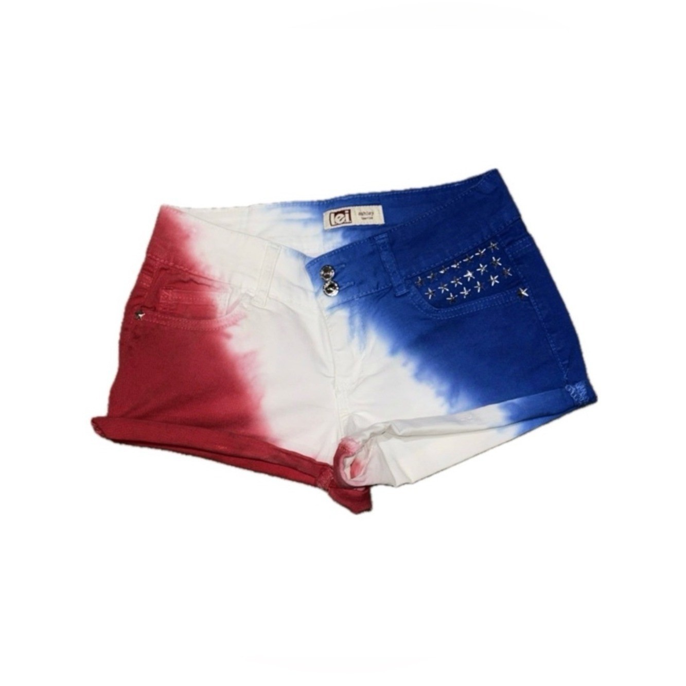 LEI Vintage Denim Shorts Low Rise Cuffed | Red White Blue | Independence Day