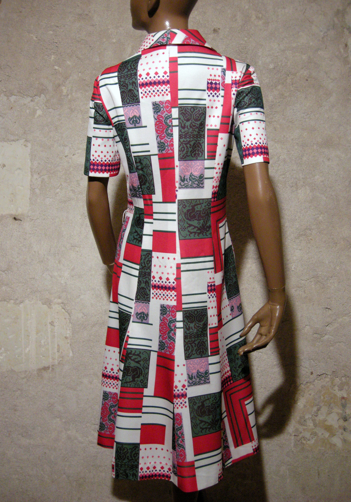 Chic Vintage Dress 1970 True Vtg Dress 70S Mod Graphic Kleid 70Er Vestido (40)