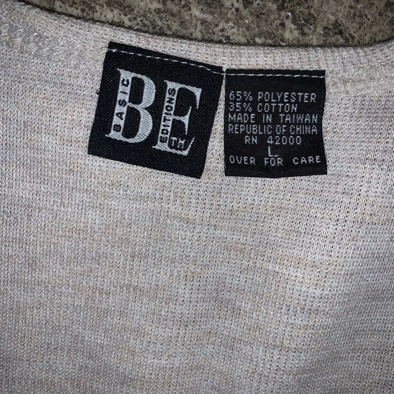 B.E. Basic Editions & New York Style Gray Off White Vest Sz L LOT of 2 ❤️eb15m2