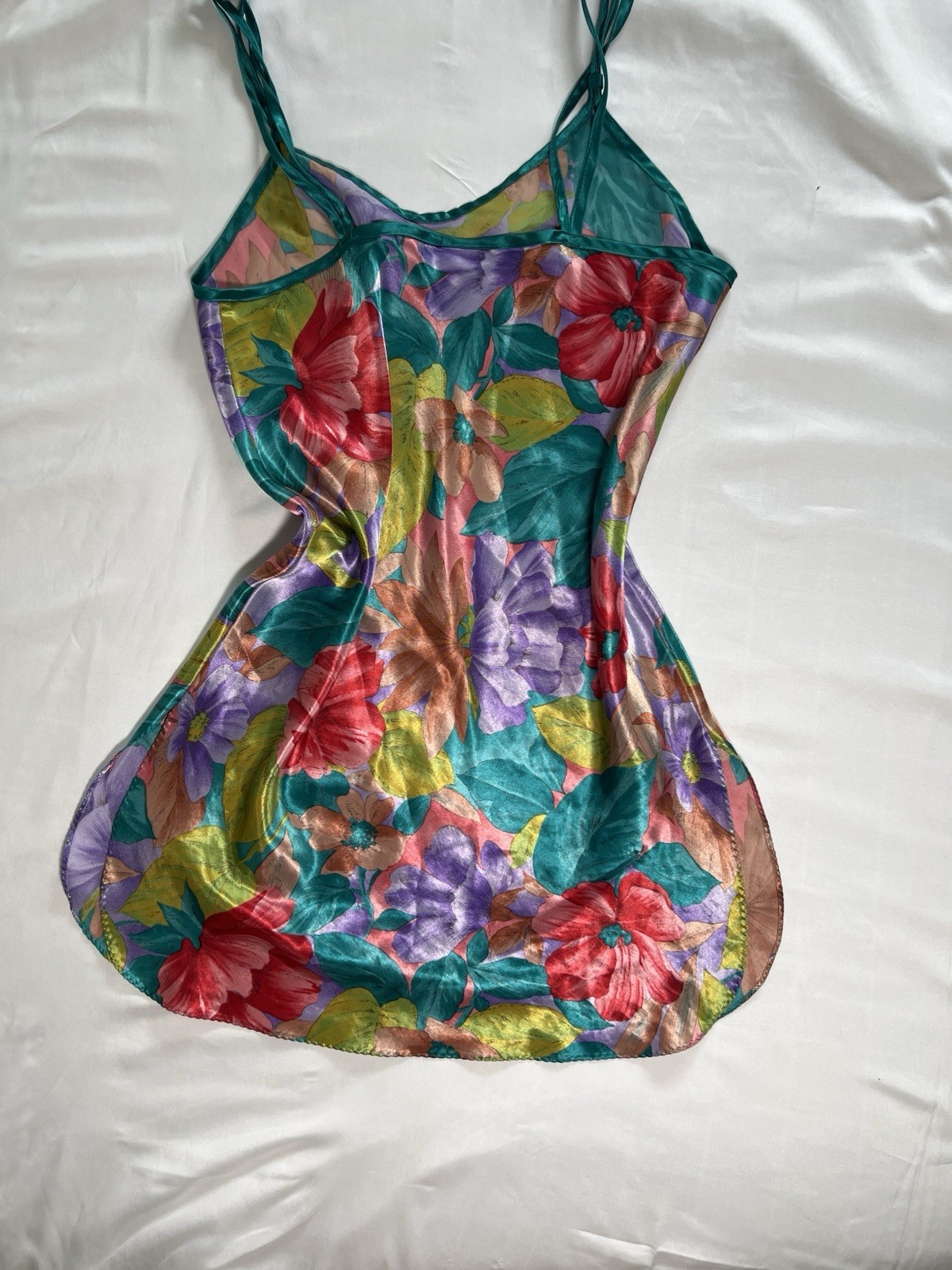 Vintage 90s Floral Satin Nightgown Y2K Cami