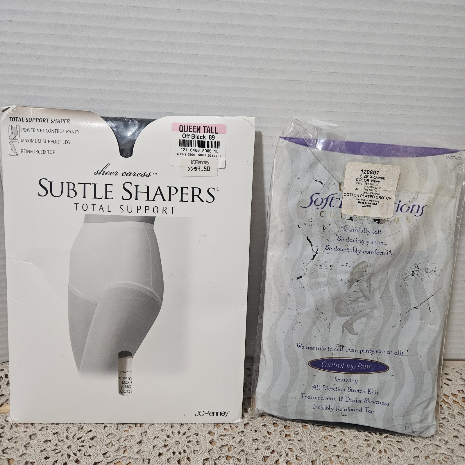 Lot 2 Pairs New Vintage Nylon Pantyhose NOS Size QUEEN Xtra & Queen Tall