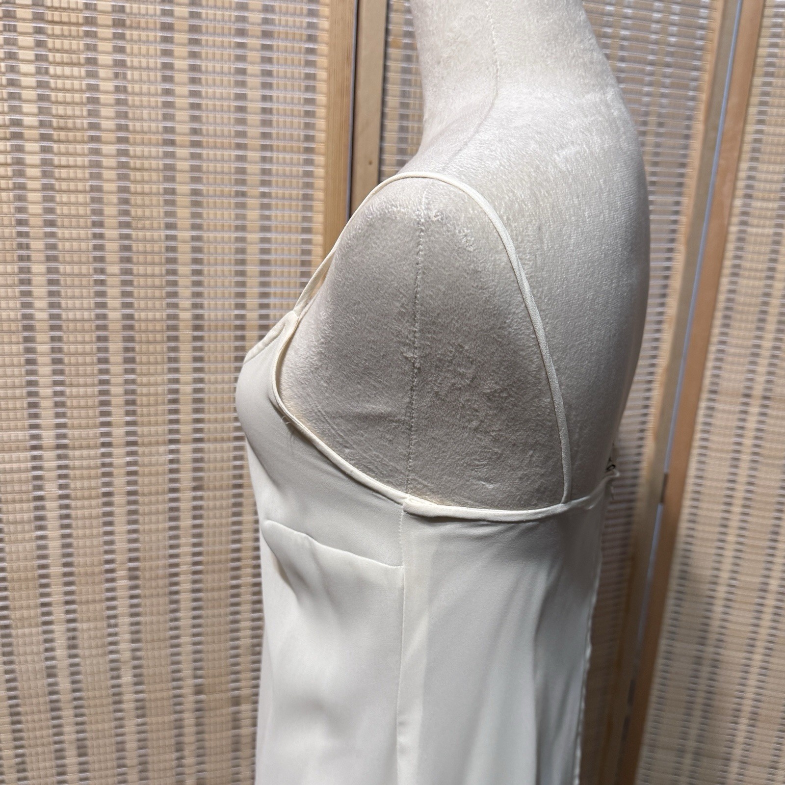 Vtg 70s 80s Sz S Gina Bacconi? Cream Lace Gatsby Wedding Party Art Deco Dress