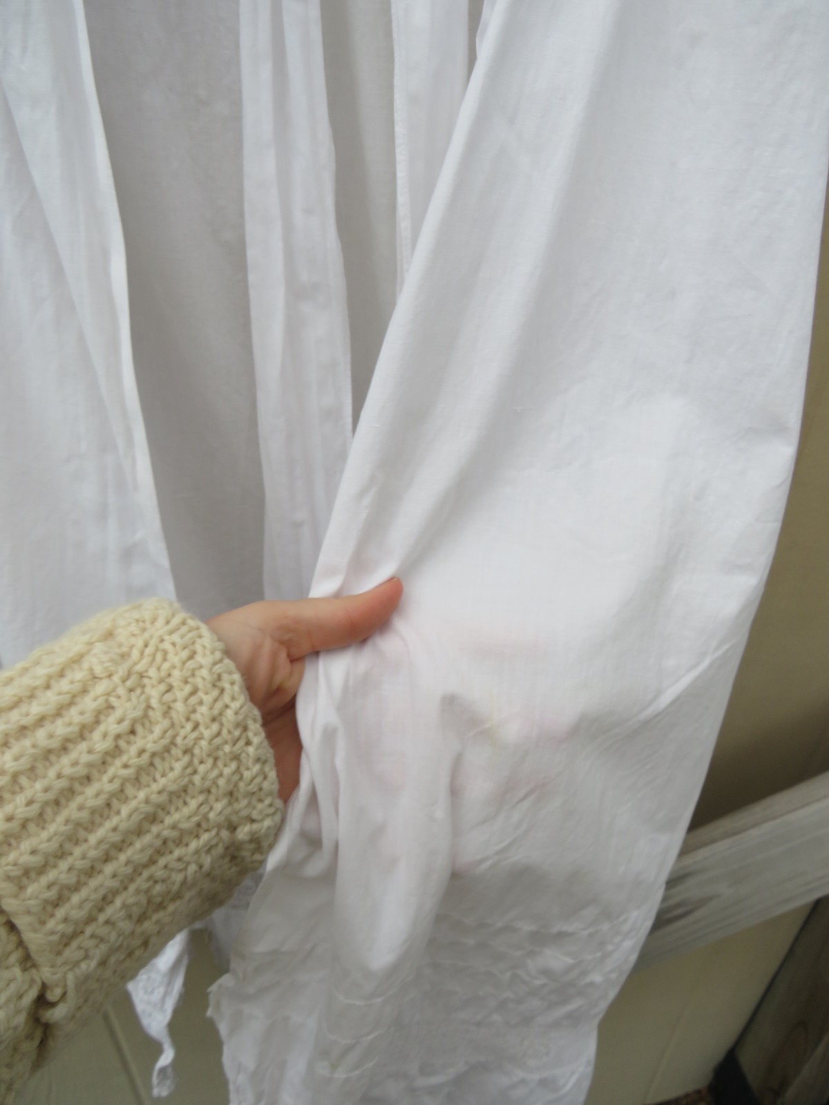 Antique Victorian Edwardian Tucked Apron Eyelet Lace Trim