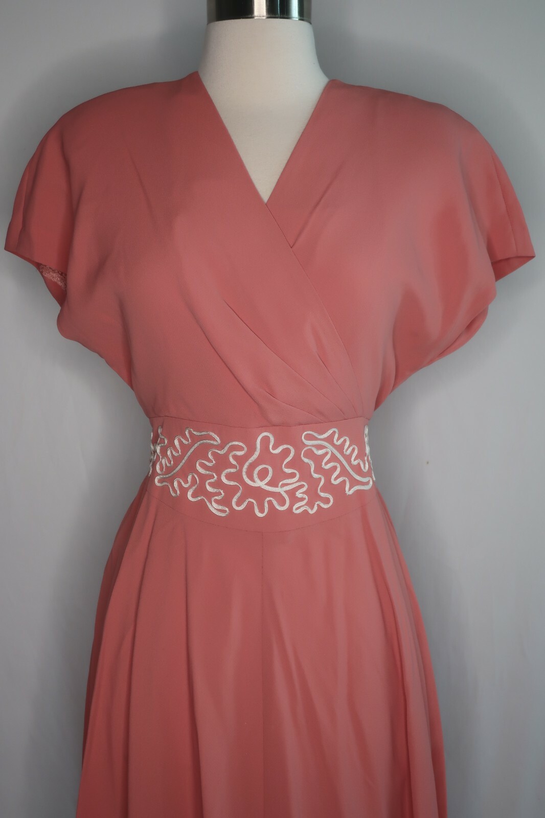 Donna Ricco Pink White Wrap Belted Evening Cocktail Dress Sz 10P USA Made