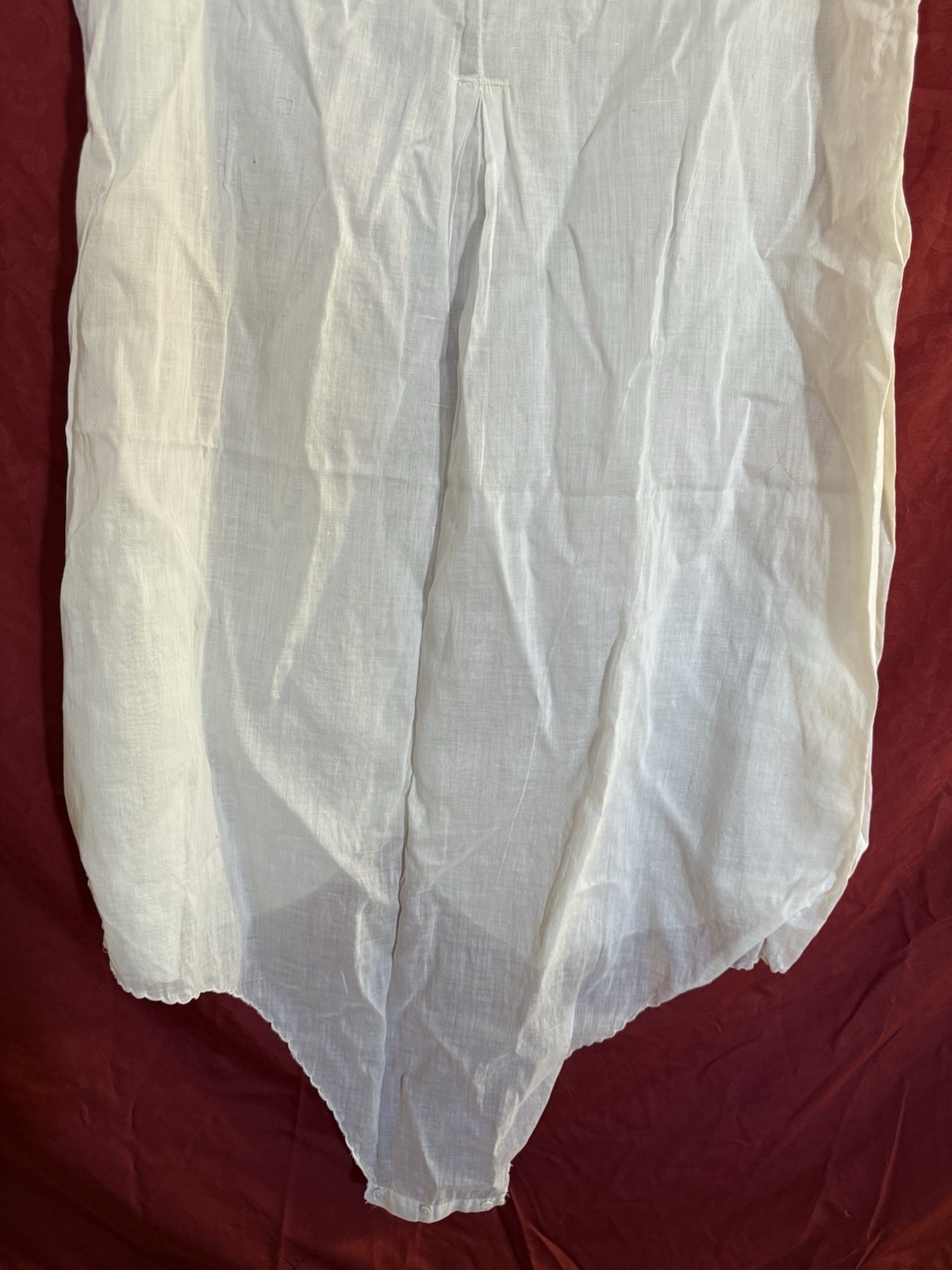 Antique Edwardian Handmade White Cotton Chemise Step-In Teddy Embroidered 1905