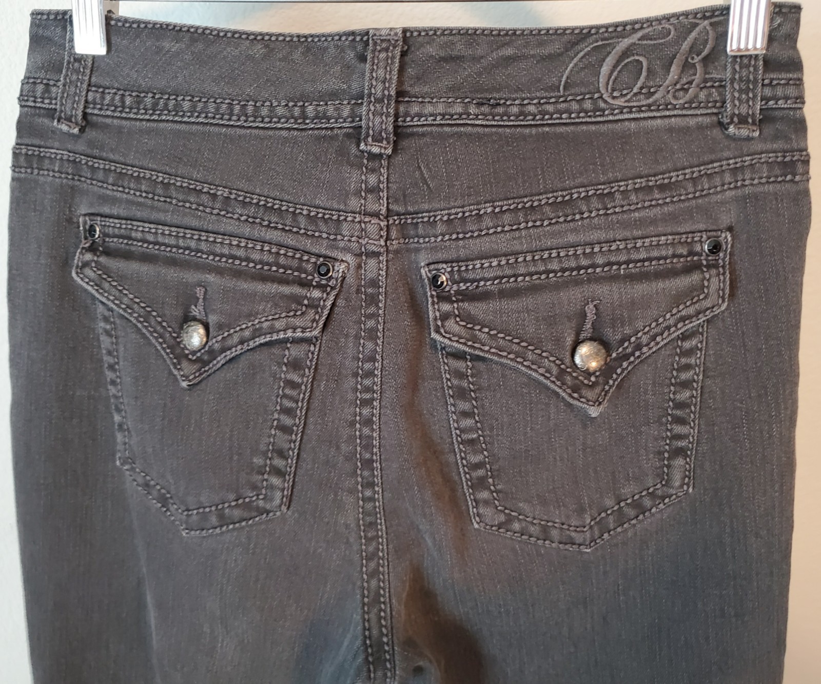 Vintage Code Bleu Black Bootcut Jeans 8 Studded Rhinestone Y2K Stretch