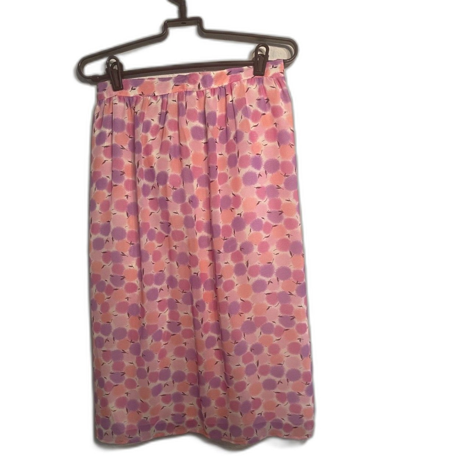 Vintage Vichele Pink & Purple Dandelion Chiffon Skirt Size M Made in USA 27″