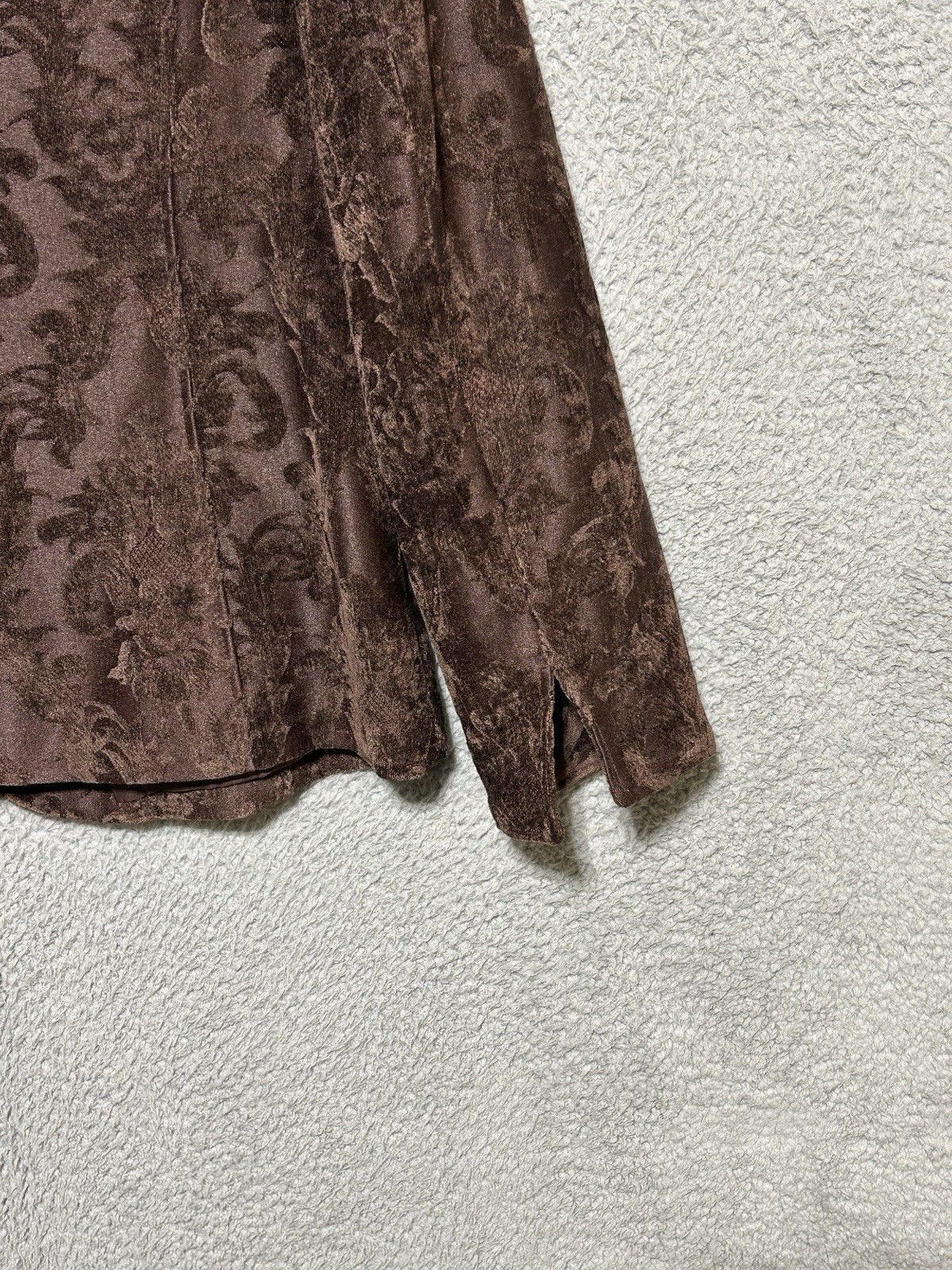 Georgiou Studio Crushed Velvet Paisley Jacket Espresso Brown Y2K Goth Glam Sz 8