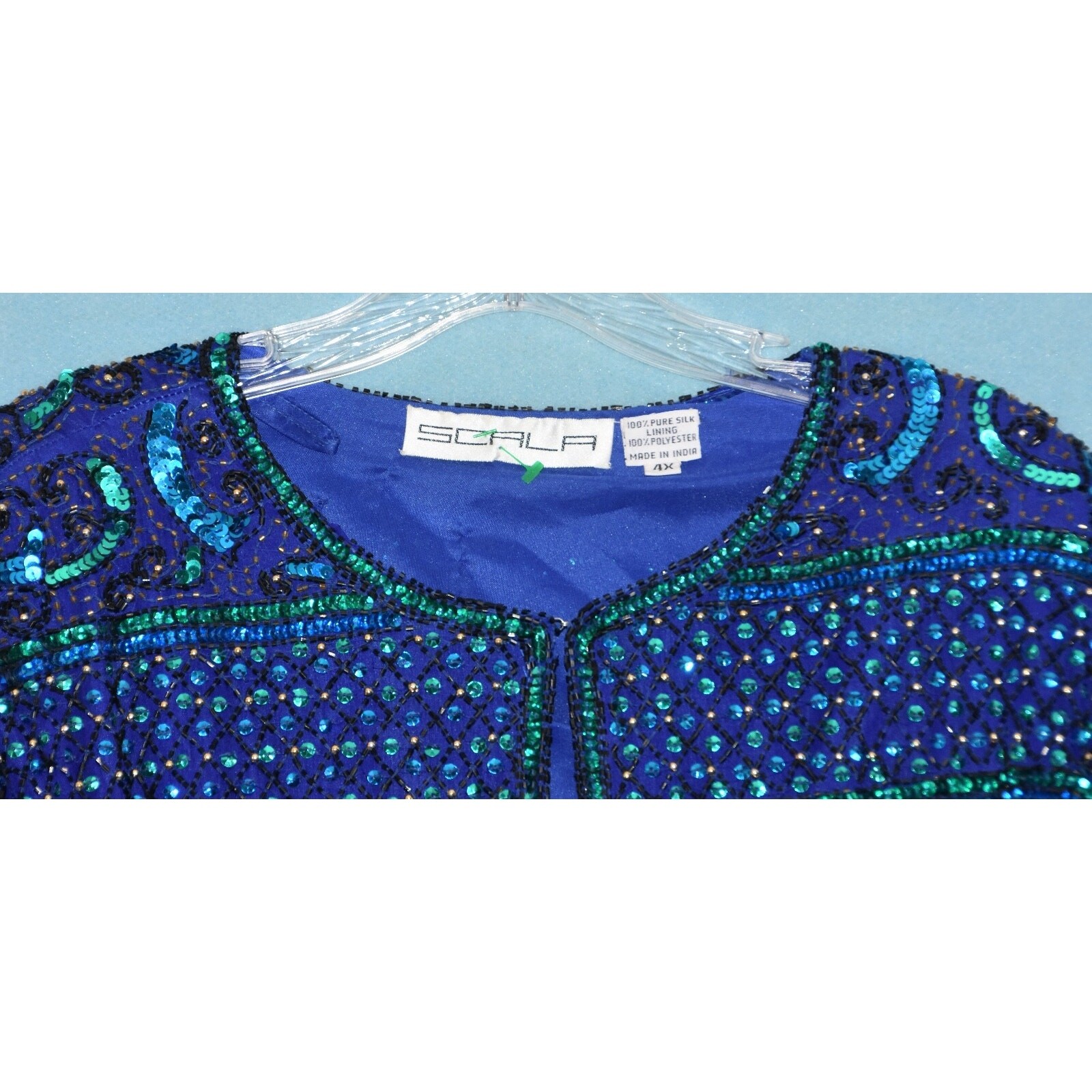 SCALA Designer Hollywood HEAVY BEADED SEQUINED Jacket Blazer Cardigan 4X