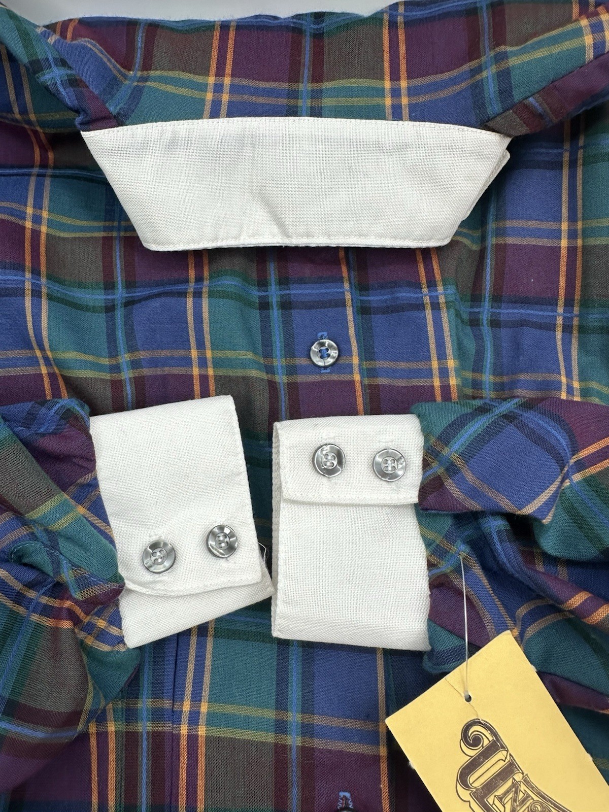 VTG 80s Underground SF Plaid Blouse Puff Sleeve Edwardian Revival Cuffs AB10 NWT