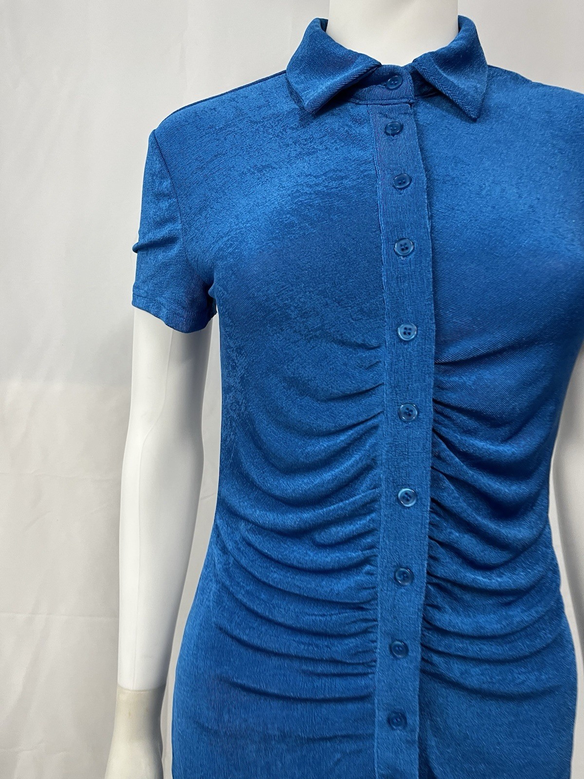Vintage Y2K Mini Dress Women’s Small Blue Stretch Club Festival Party Fashion