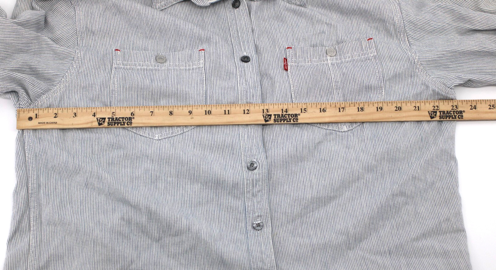 Levi’s Button Up Blue White Stripe Jeans For Women Large Button Down Western