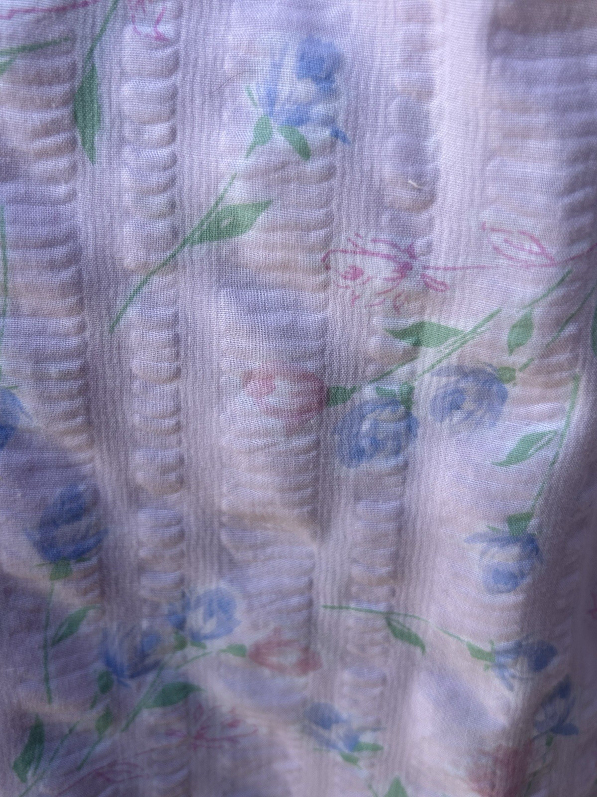 Vintage CHARACTER Duster House Dress Robe Large Pink Multi Floral Sheersucker