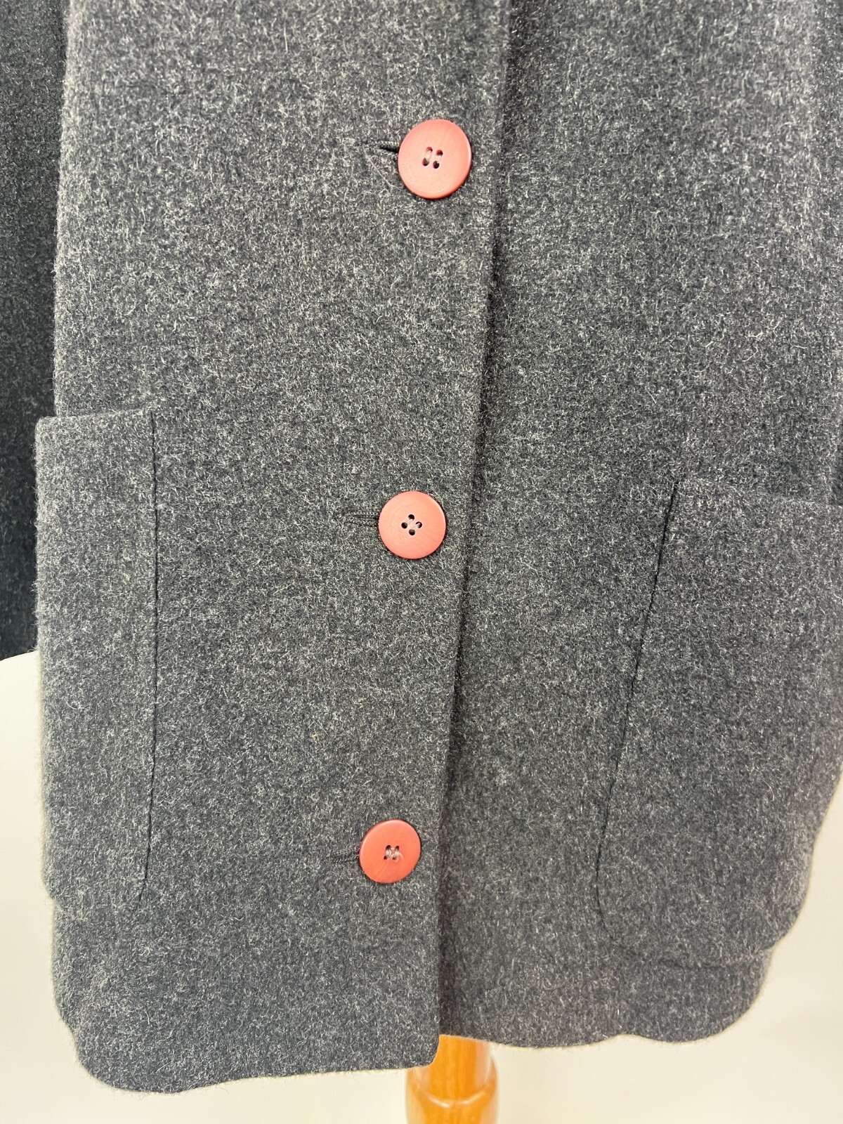 Vintage Henri Bendel 100% Cashmere Jacket Pea Coat Gray Winter Blazer 10 Large