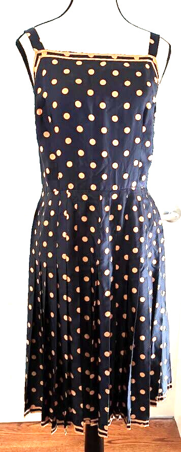 Rare 1950’s hand sewn silk polka dot pleated dress from Paris size small