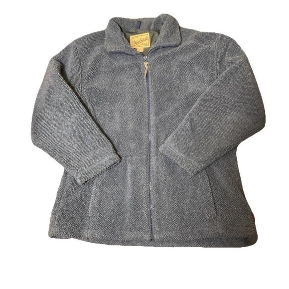 VTG Woolrich Fleece Jacket Womens Large Full Zip Blue Soft USA