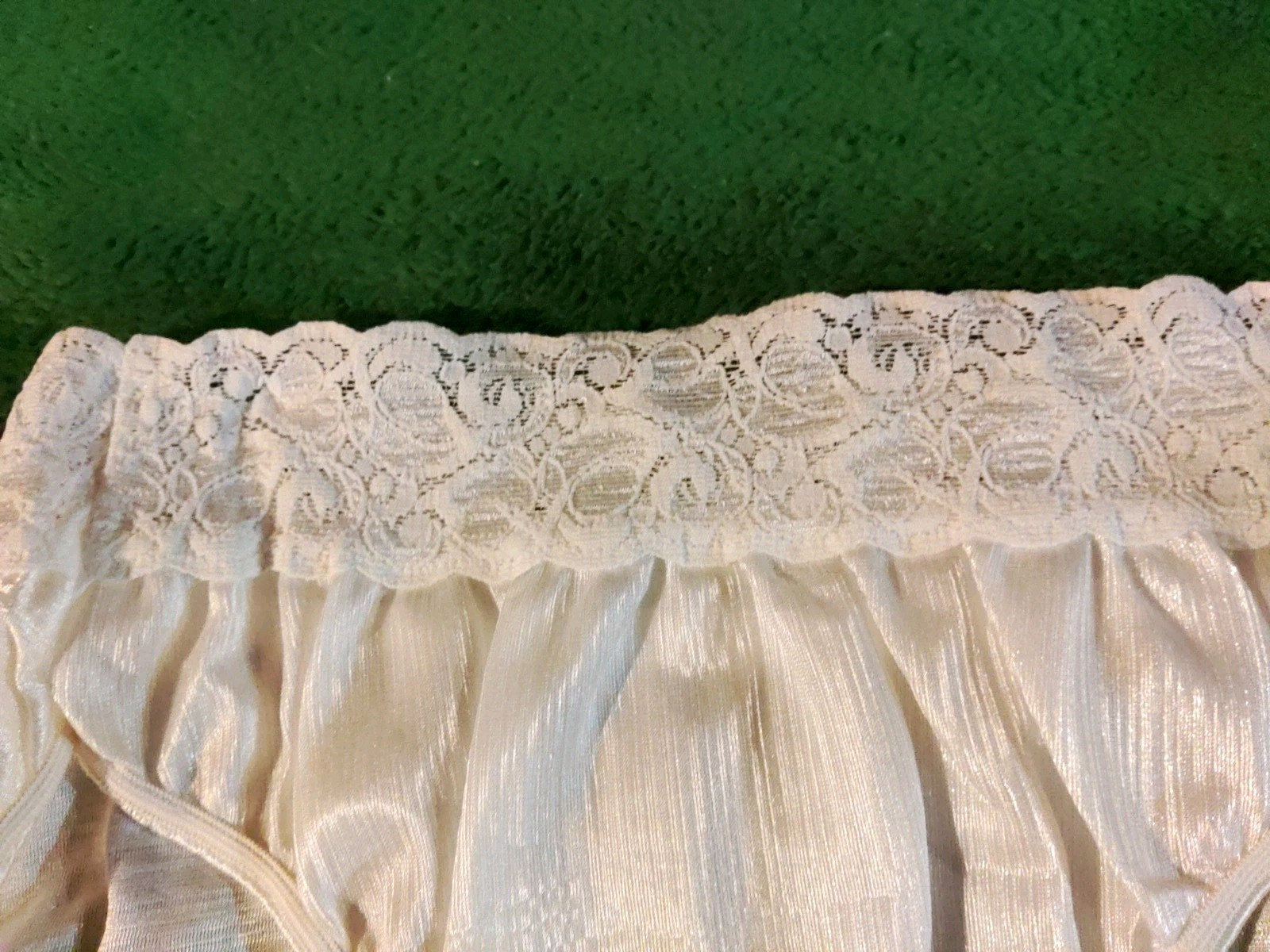 Vintage Bestform Panty Hi-Cut Panties Wide Lace Stripe Shiny Nylon White 5