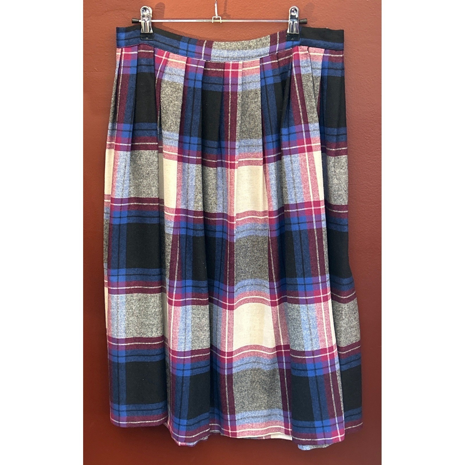 Vintage Incognito Plaid Pleated Skirt Dark Academia Preppy Grunge 15/16 USA Made