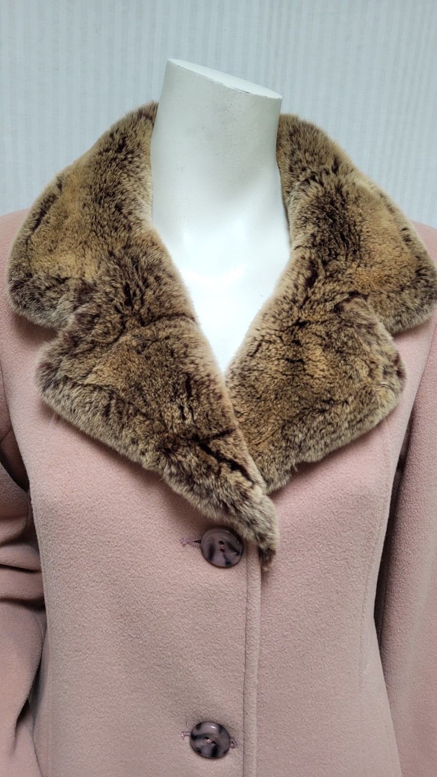 Vintage FASHION, SA Cashmere Wool Blend Coat w/ Rabbit Fur Collar – Size M – EUC