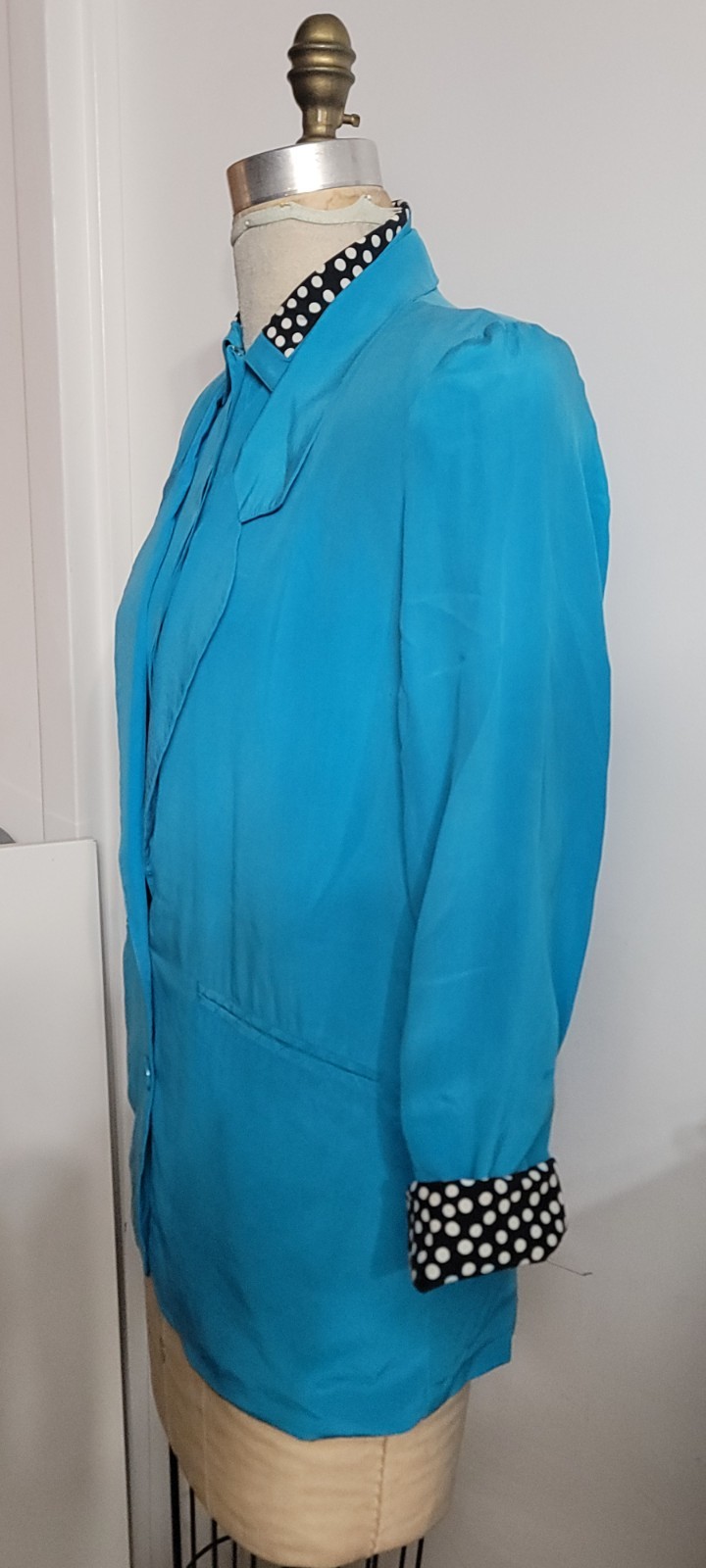Oleg Cassini Washable Silk Vintage 80’s Turqouise Silk 2-piece Blouse + Blazer