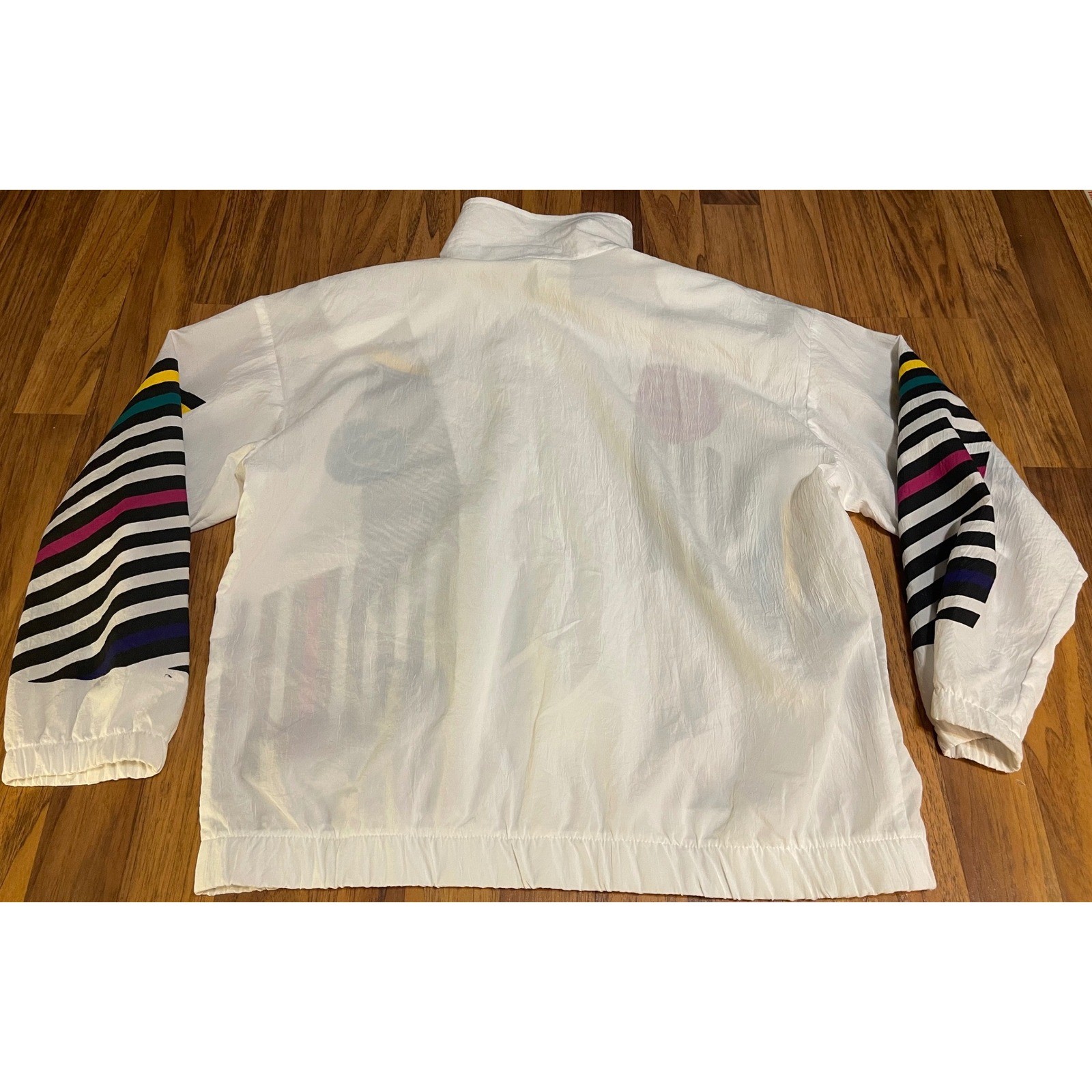 Teddi Sport Vintage Windbreaker Jacket Large 80s 90s Memphis Geometric White L