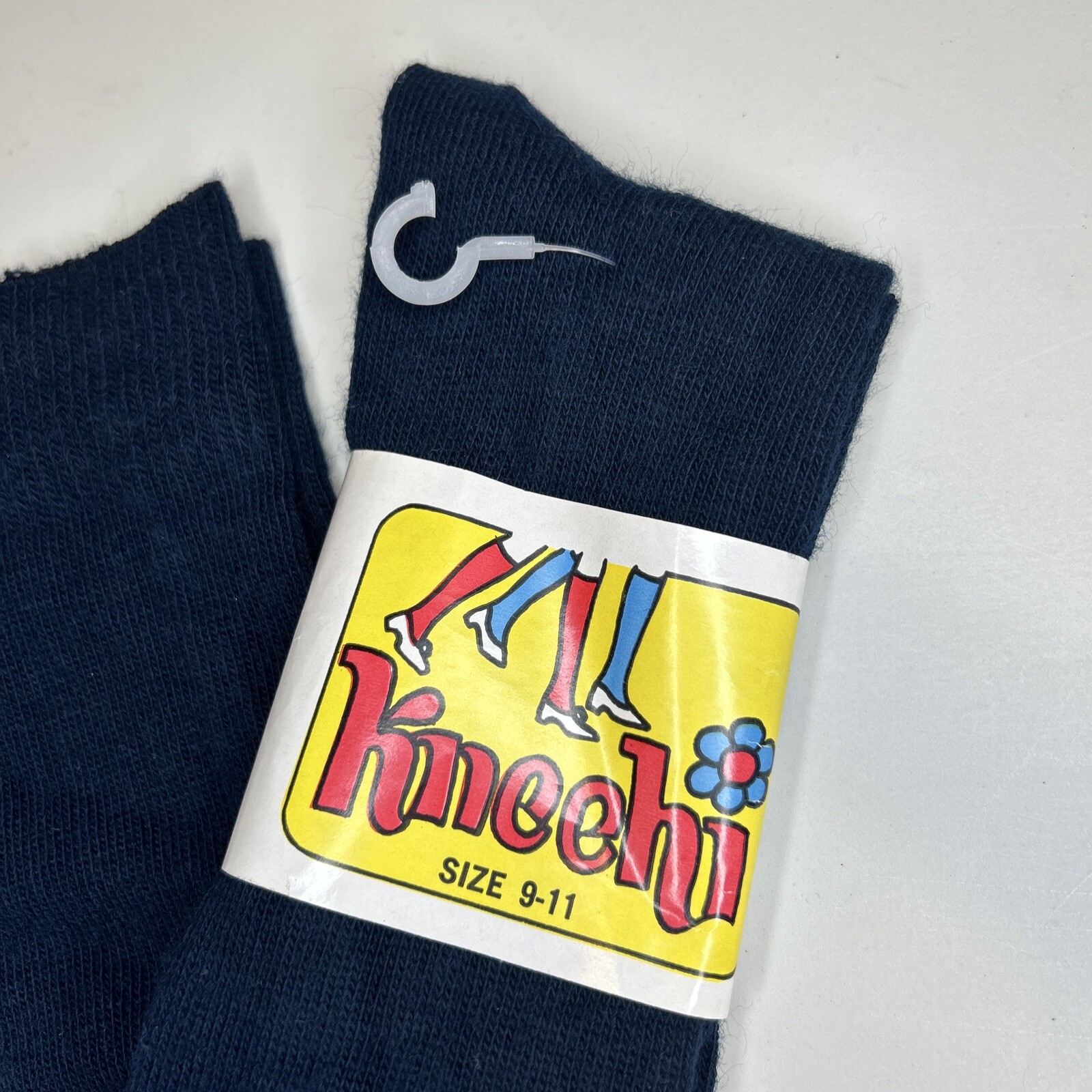 VTG Socks Womens 80s NOS 9-11 Knee Hi USA Acrylic 90’s Navy 20″ Russell Hosiery
