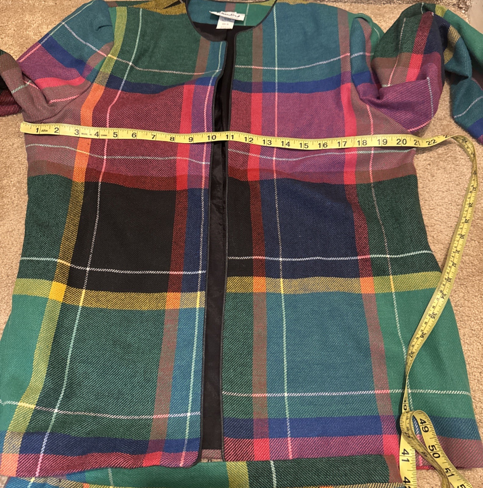 Vintage Jo Hardin Lined Colorful Wool Blend Skirt Jacket Set Size 14