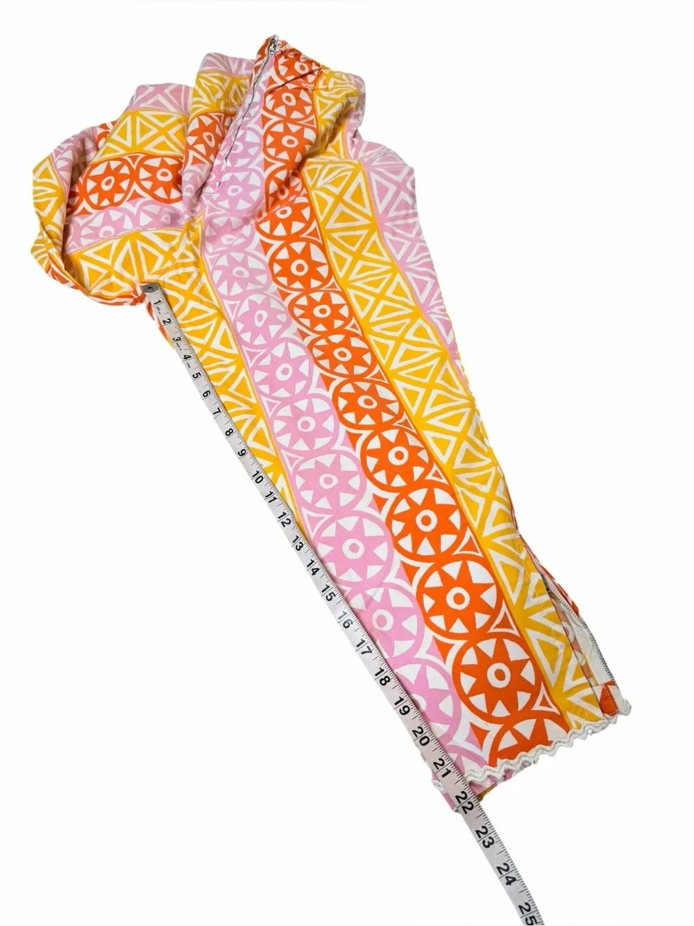 VTG 60s Mod Psychedelic Capri Pants XS Pink Orange Yellow Zip Ankle