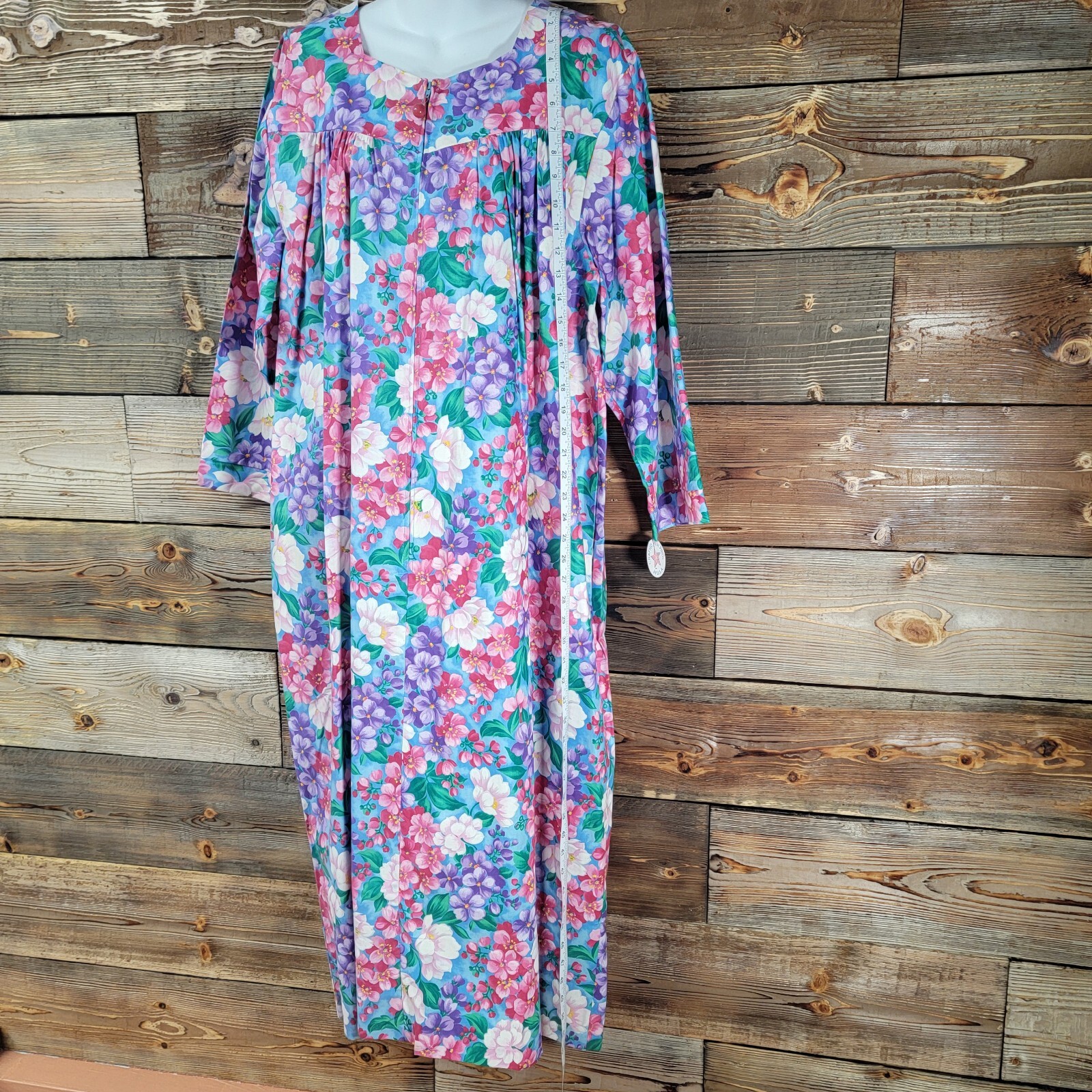 Vtg Elinor Carolina Maid Floral House Dress 70s 80s 90s Size Large Made In USA