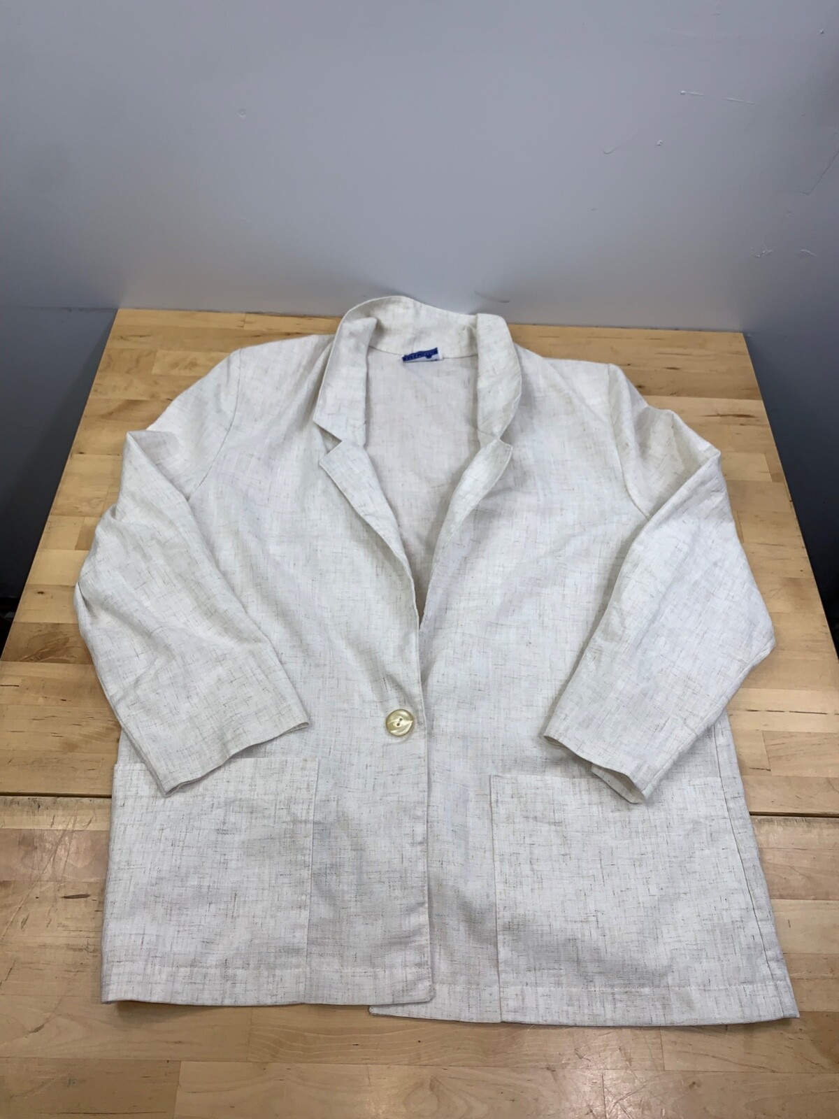 Vintage Cape Cod Sportswear Blazer Womens 16 Beige Casual One Button USA 11214