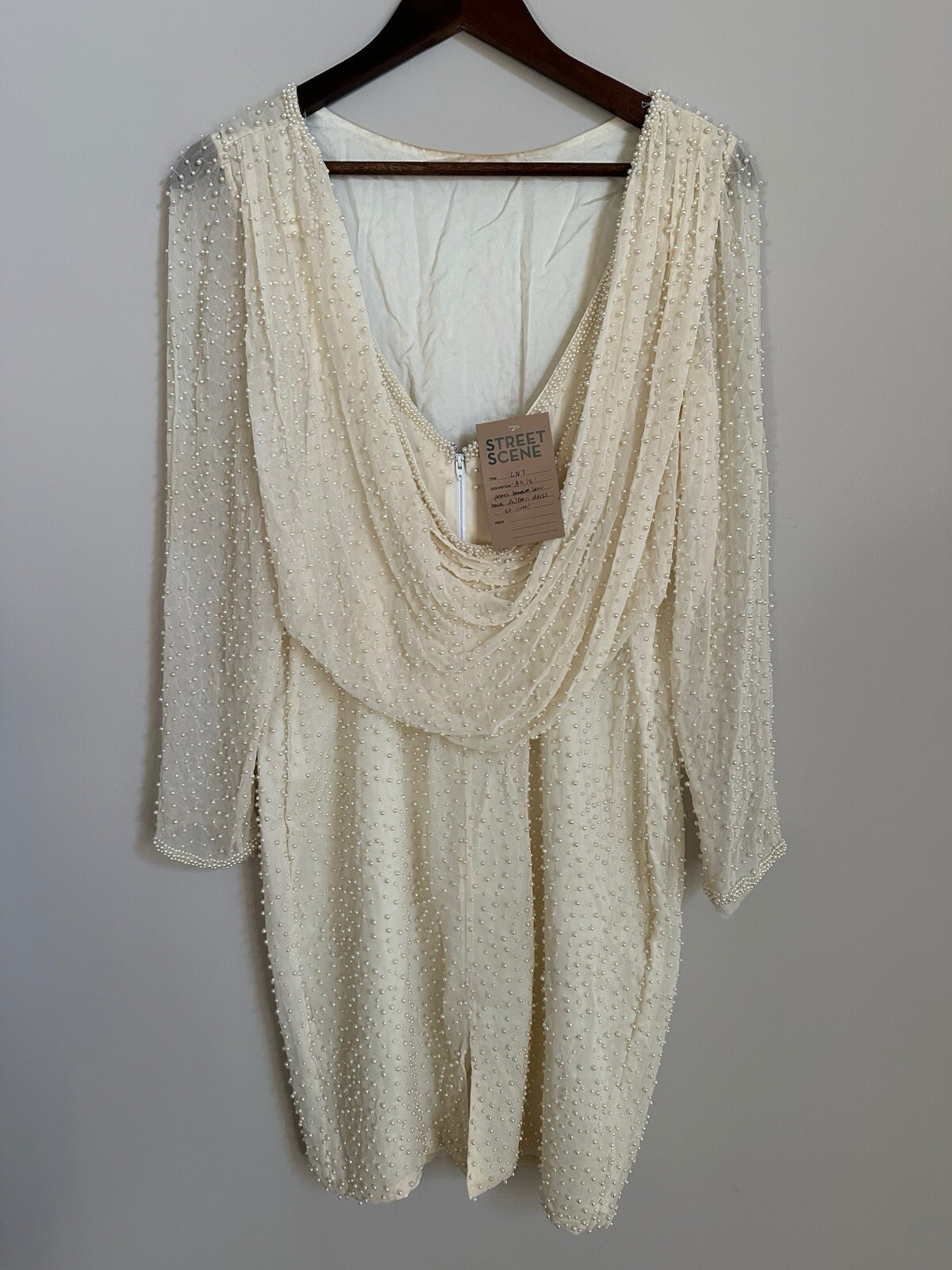 Aj Bari Vintage White Beaded Silk Dress