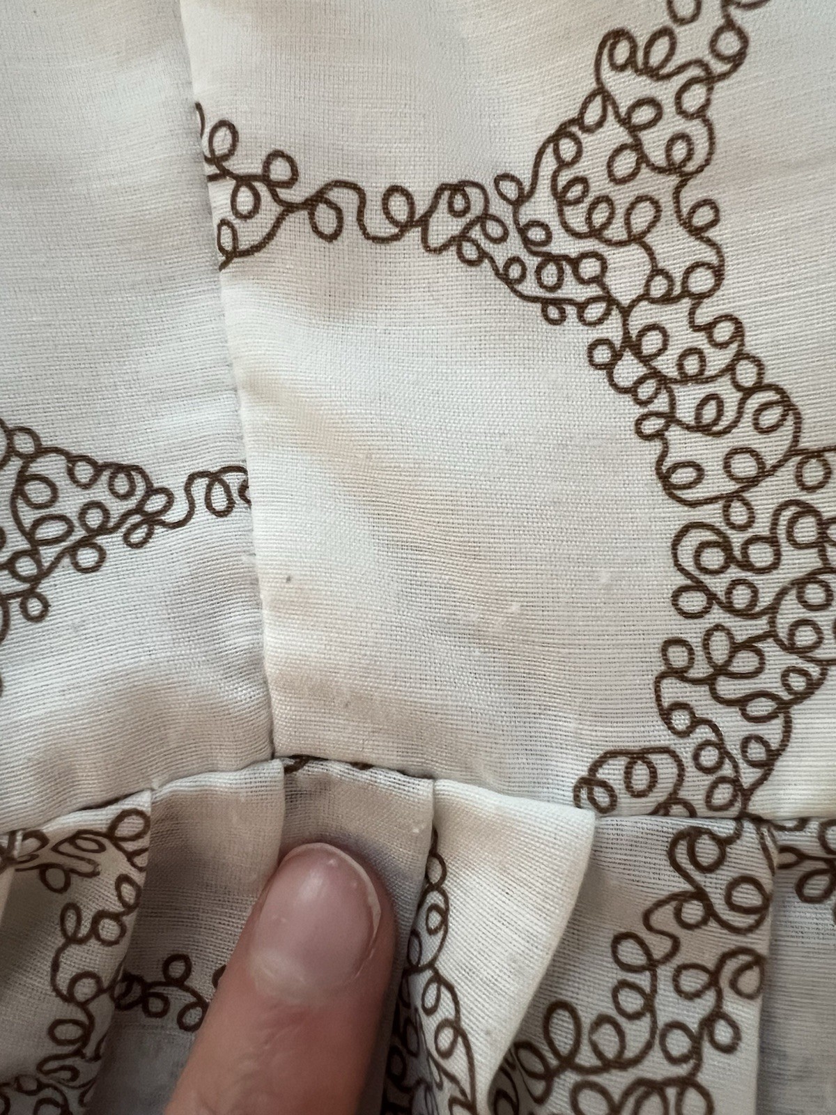 1950s Vintage Betty Barclay Creamy White and Brown Summer Fit Flare Dress – S