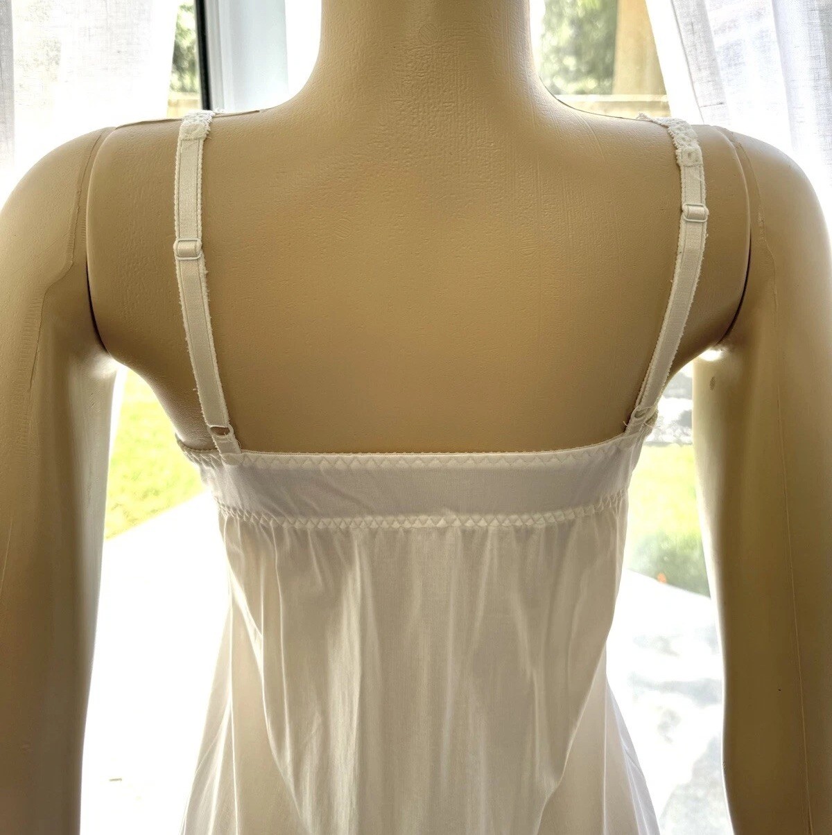 Vintage OLGA Off White Nightgown Embroidered Mesh and Lace Size 34C