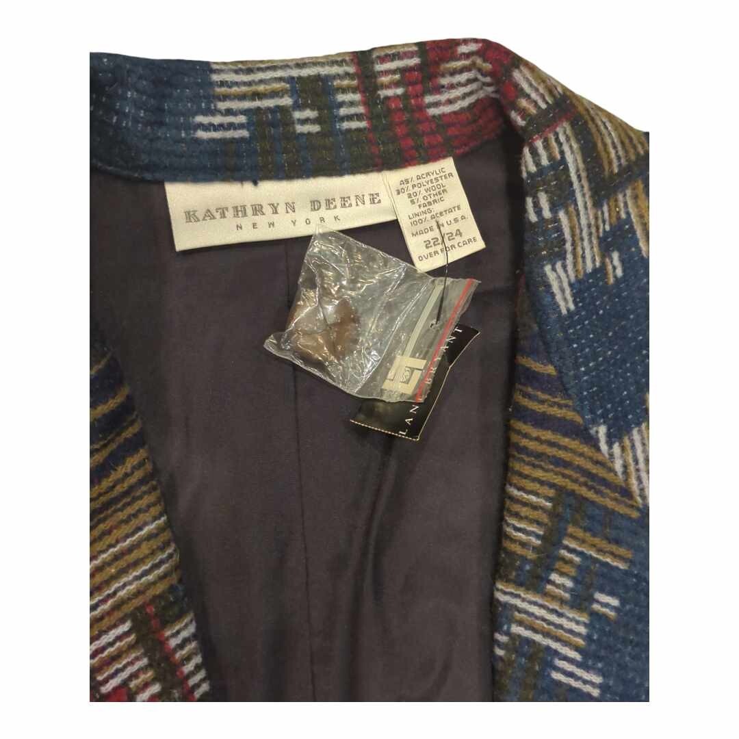 NWT Kathryn Deene Vintage Aztec Print Multi-Colored Blazer Plus Size Sz 22/24