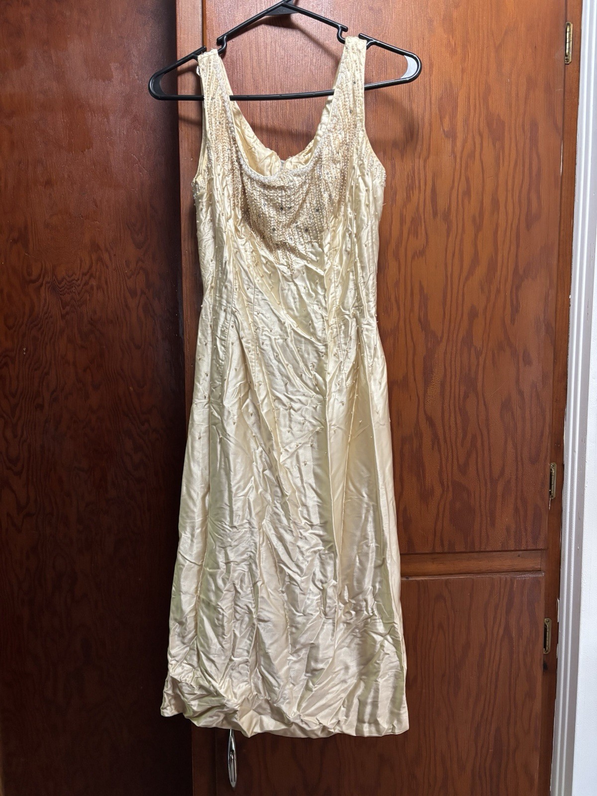 Vintage Ivory Size Small Frank Starr Original Sleeveless Gown With Beadwork