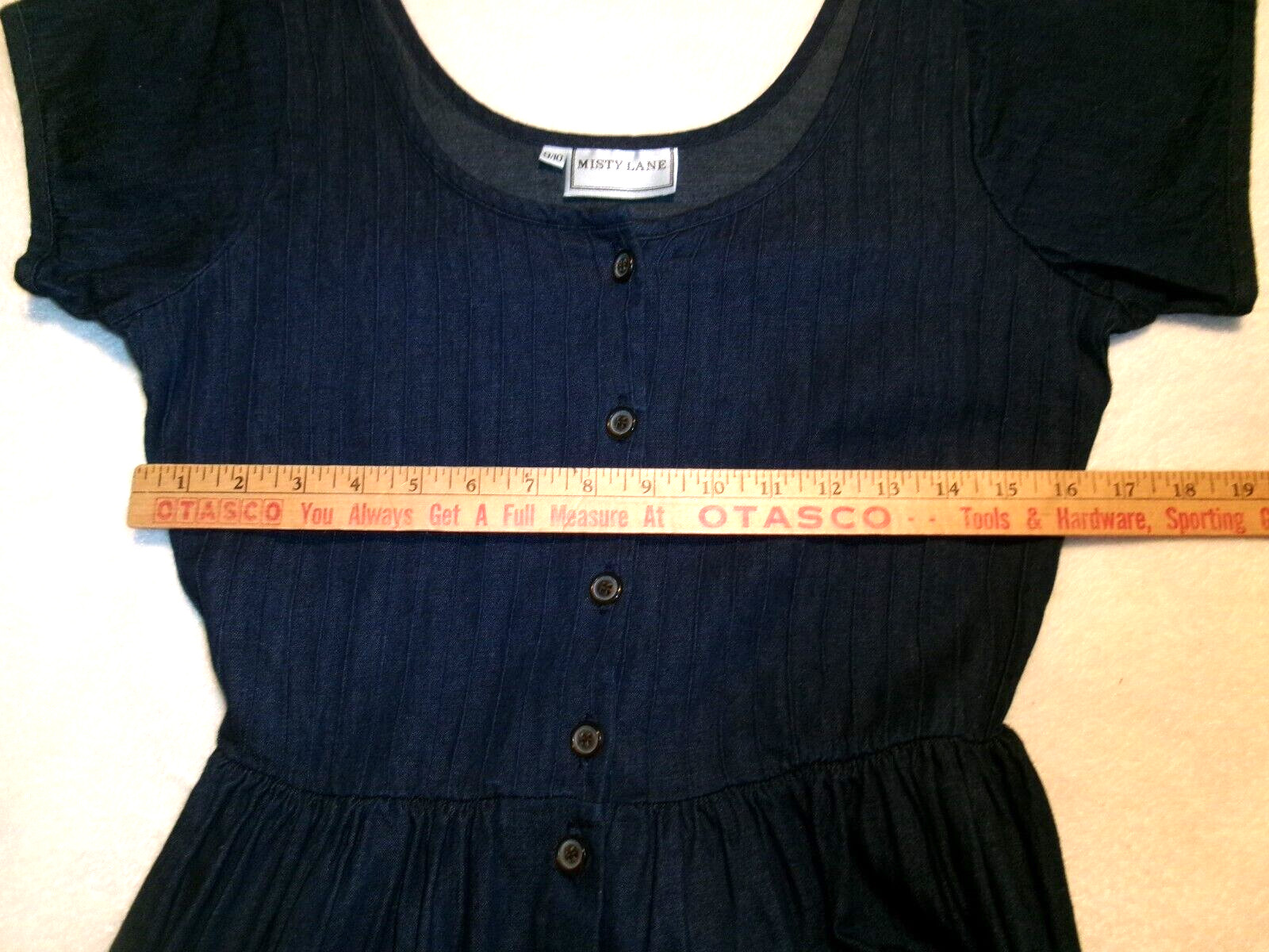 Vtg Misty Lane Jean Dress Full Skirt Fitted Bodice Union Made Cottagecore 9-10