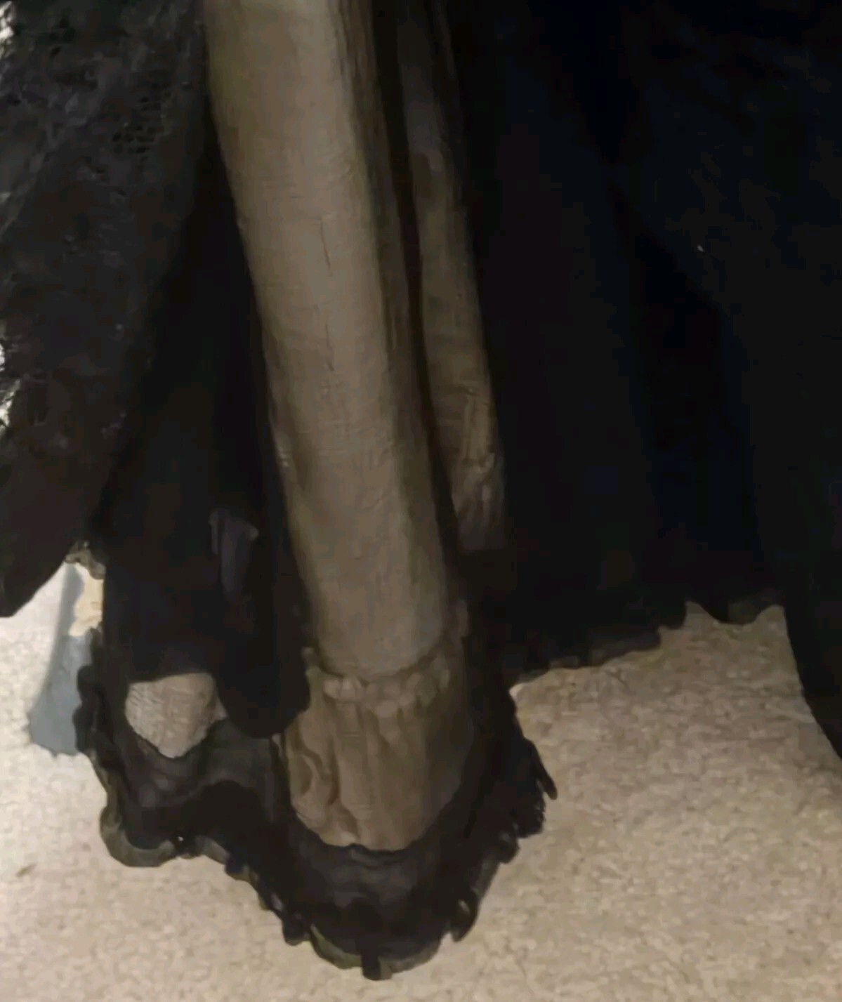 Edwardian Black Chantilly Lace Tassels & Velvet Trim Gown