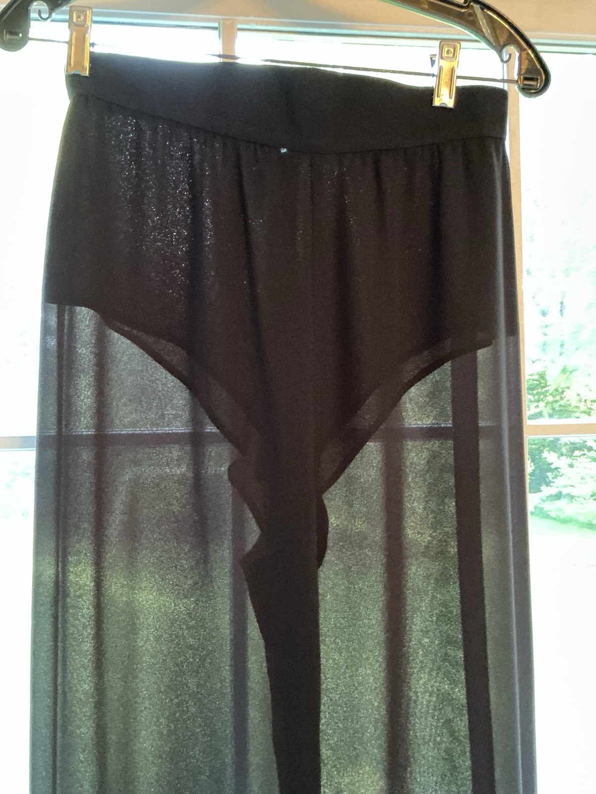 Vintage Thierry Mugler Sheer Black Lingerie Style Wide Leg Pants Cruise 1999 38