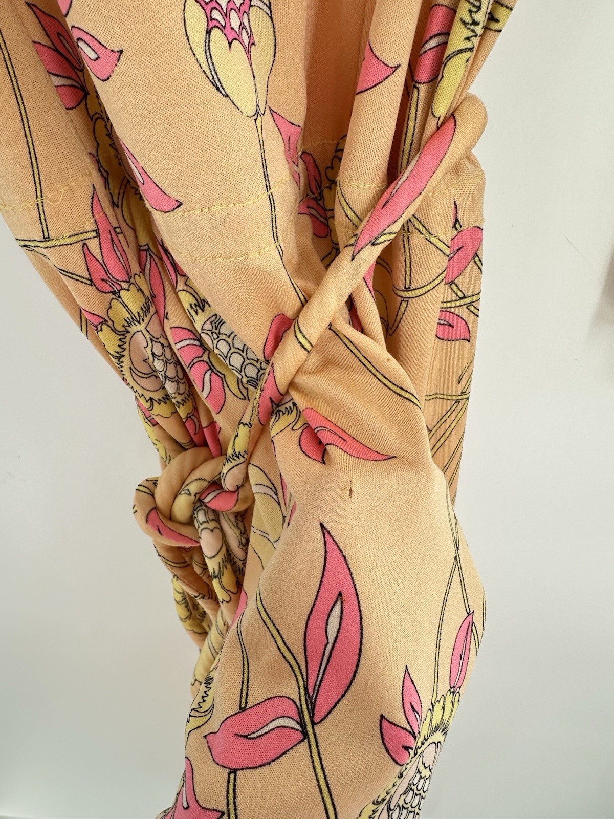 Vtg Emilio Pucci Saks Fifth Avenue Silk Jersey Floral Midi Dress 70s Sz 10 READ*