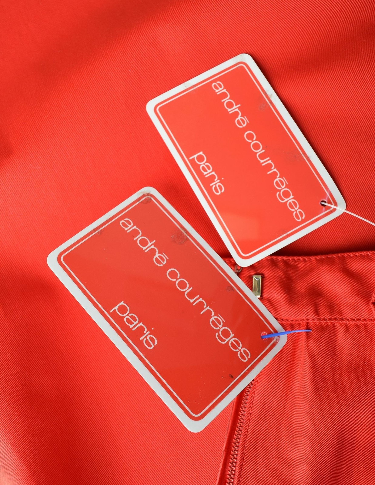 Courreges Vintage Bright Red Uniform Style Top and Skirt Set