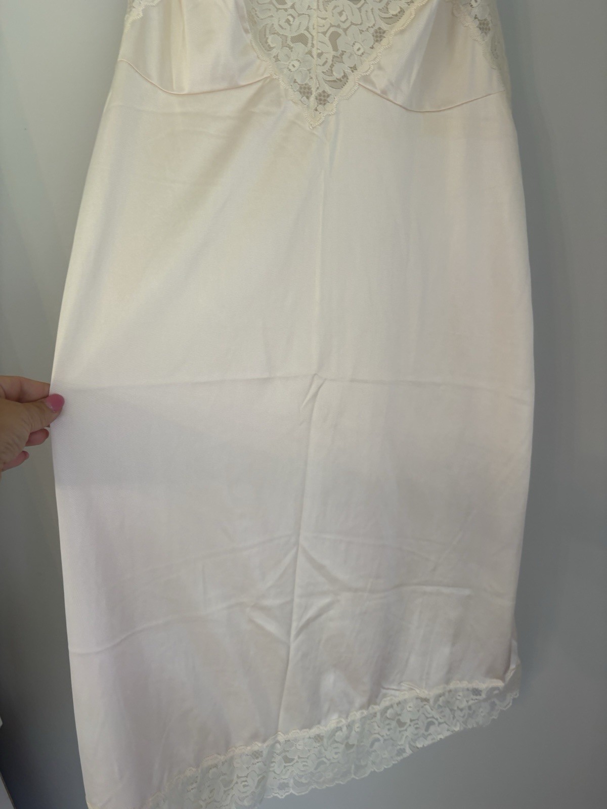 Vintage 1960s Komar dress slip lace Gown Lingerie Size 40 Average Cream MCM
