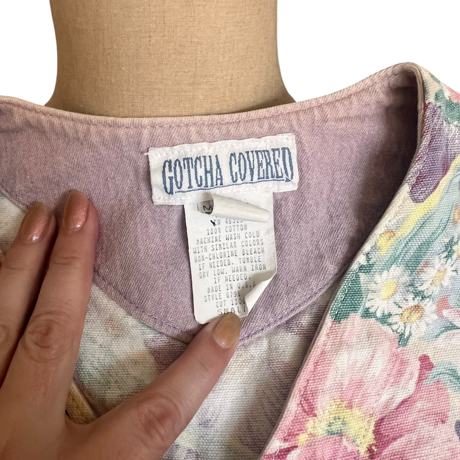 Gotcha Covered Vintage Floral Vest Pink Cotton Granny Core Made in USA Small