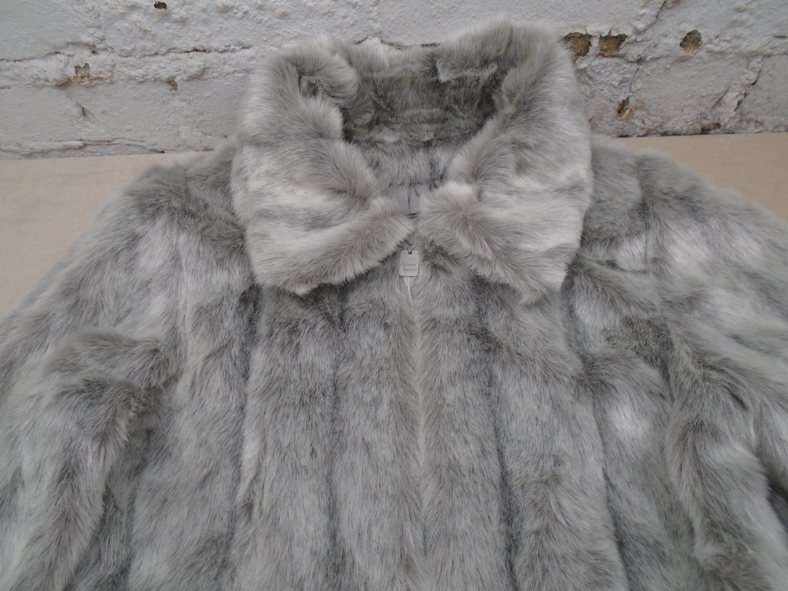 Vintage Dennis Basso Pelted Faux Mink Gray Jacket Coat Zip Front Medium NWT!