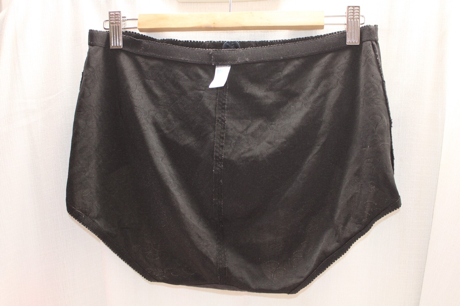Vint. Sissy Nylo/Spand Black Lace Brief High Waist Tummy Control Silky Panties 8