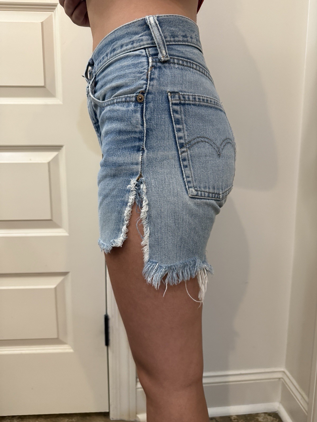 Vintage Women’s 501 Cut Offs Little e Denim Shorts. Frayed Boho Daisy Dukes