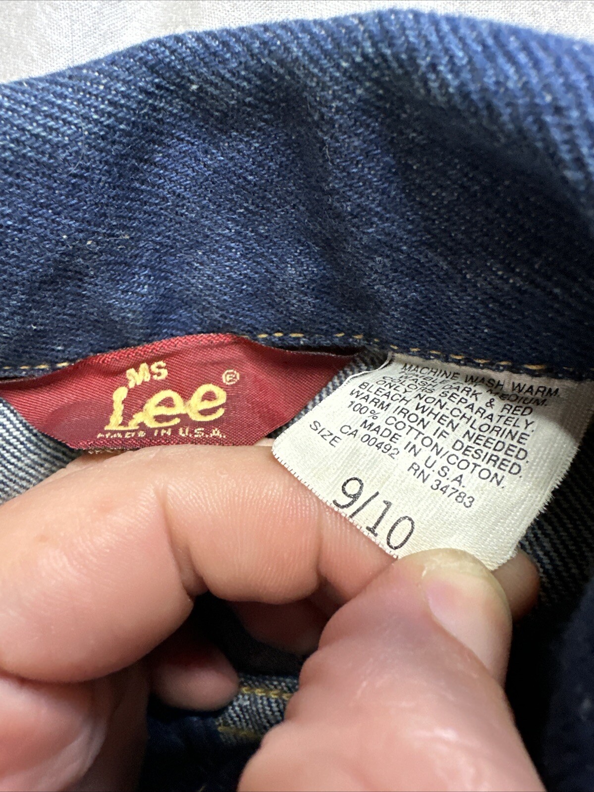 Vintage 90s Ms Lee Denim Jean Trucker Jacket Womens Size 9/10 40 Dark