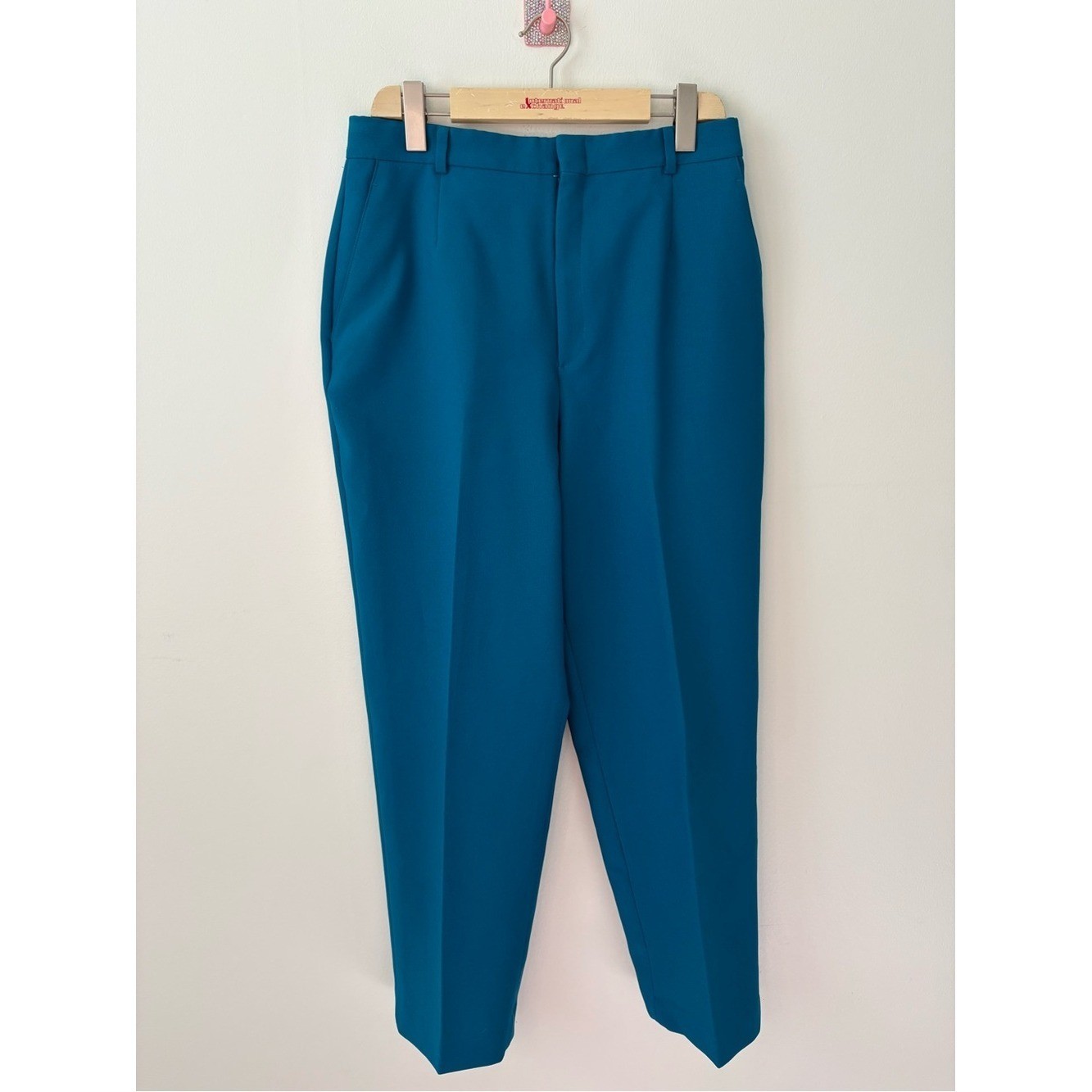 Vintage Teal High-Waist Tailored Pants