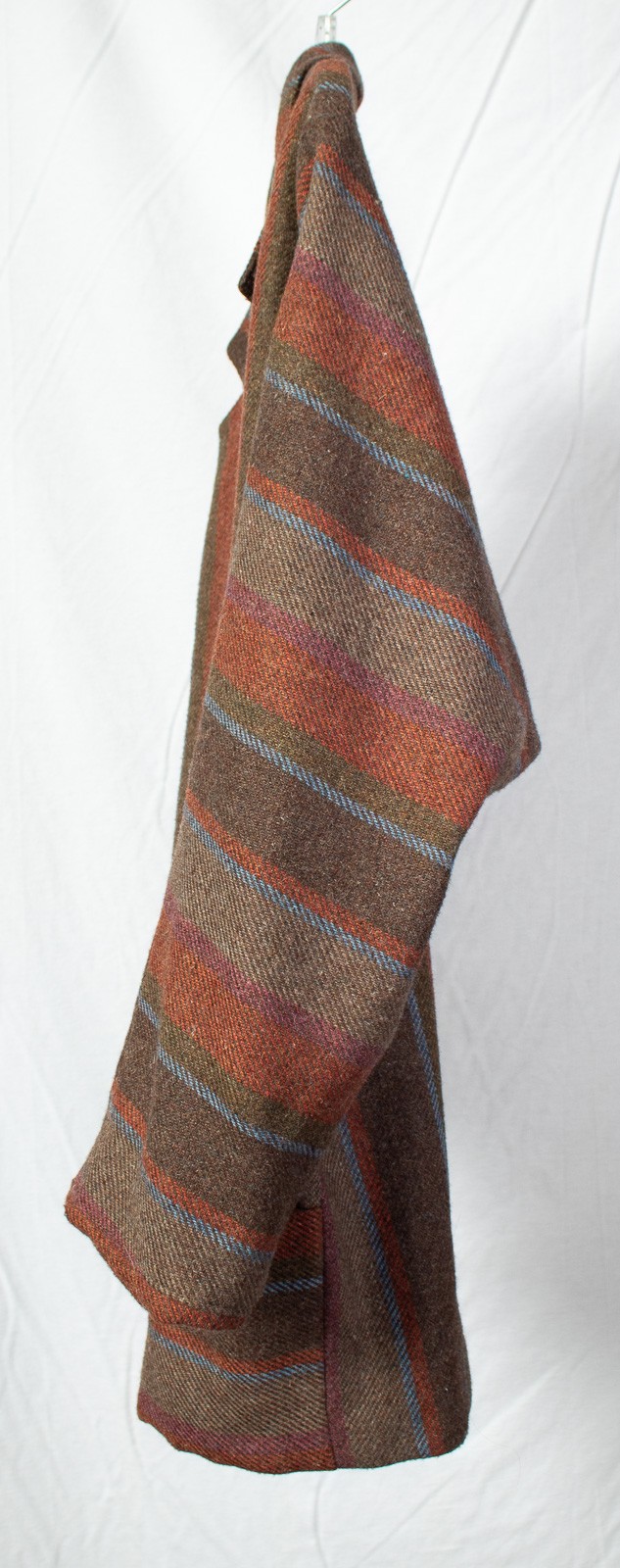1970s Vintage Wool Tweed Dolman Sleeve Jacket Drop Waist Brown Orange Fall L