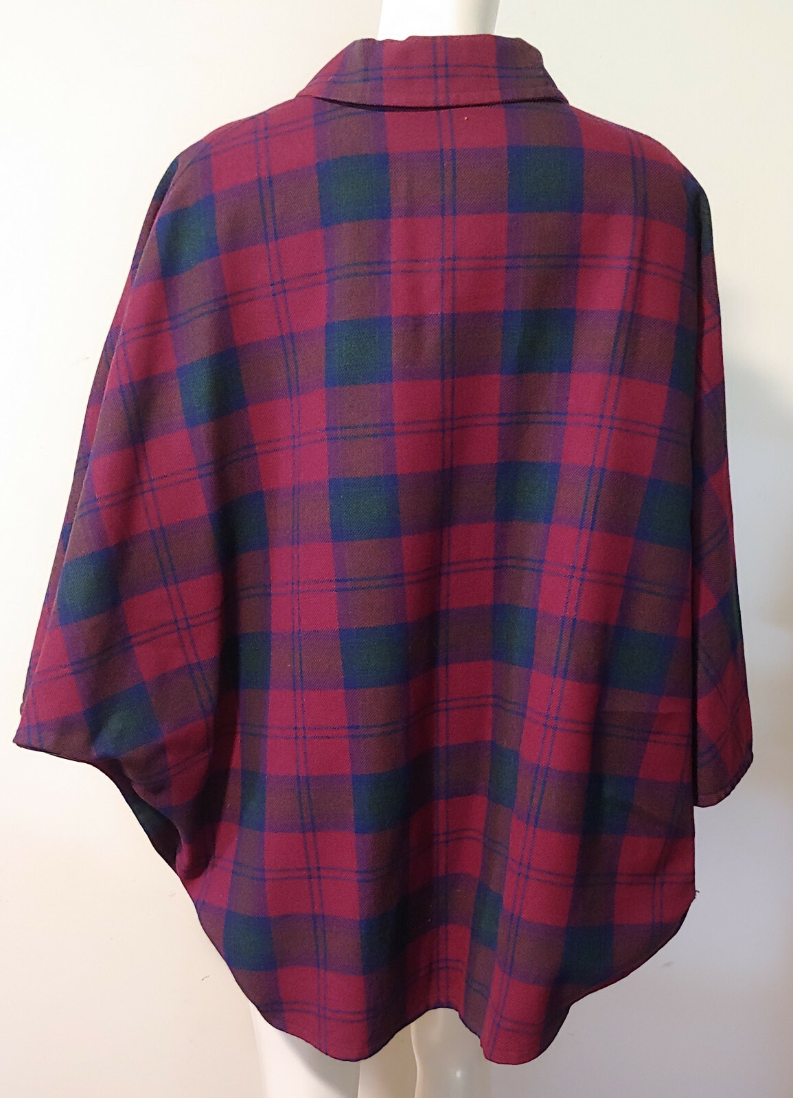 Vintage Red Green Plaid Cape Reversible Khaki Canvas OS S M L XL